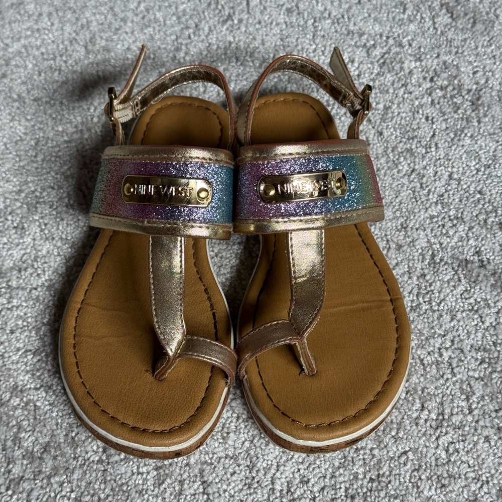Nine West Roxanne Kids Glitter Sandals Girls Size 12M